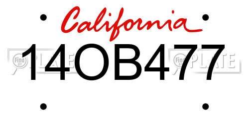 14OB477 California License Plate