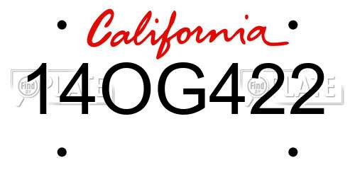 14OG422 California License Plate