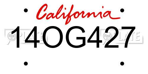 14OG427 California License Plate