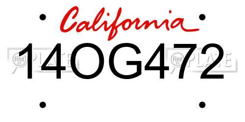 14OG472 California License Plate
