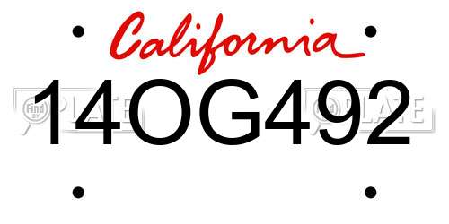 14OG492 California License Plate