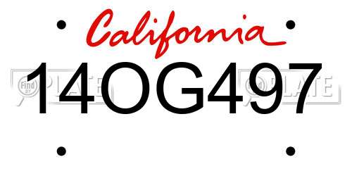 14OG497 California License Plate