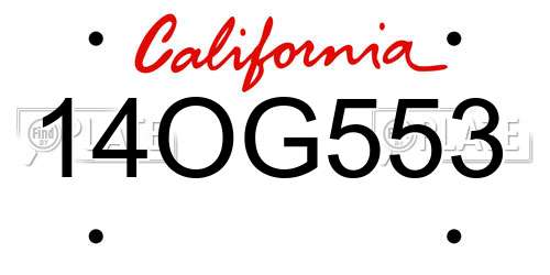 14OG553 California License Plate