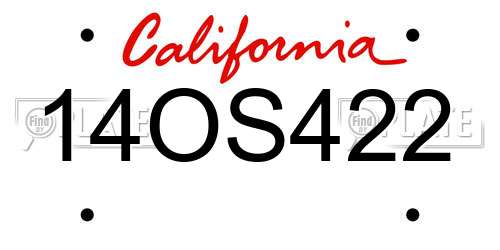 14OS422 California License Plate