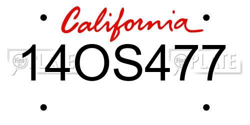 14OS477 California License Plate