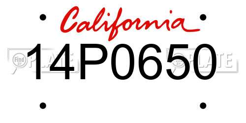 14P0650 California License Plate