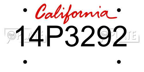 14P3292 California License Plate