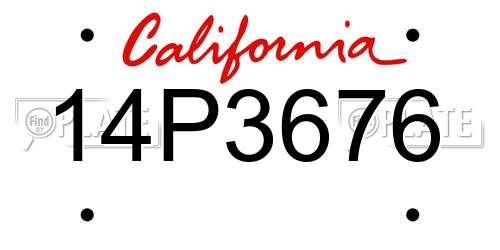 14P3676 California License Plate