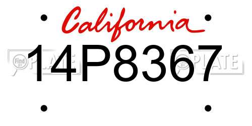14P8367 California License Plate