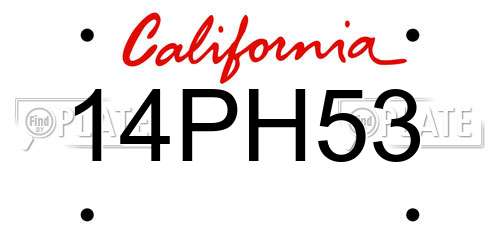 14PH53 California License Plate