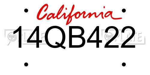 14QB422 California License Plate