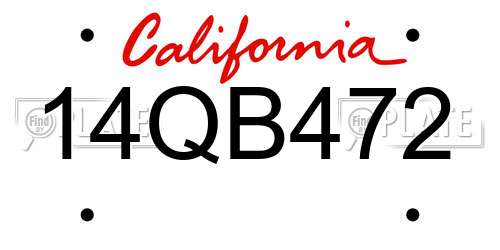 14QB472 California License Plate