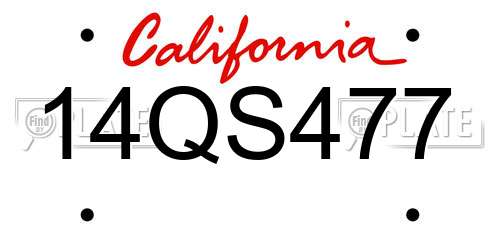 14QS477 California License Plate