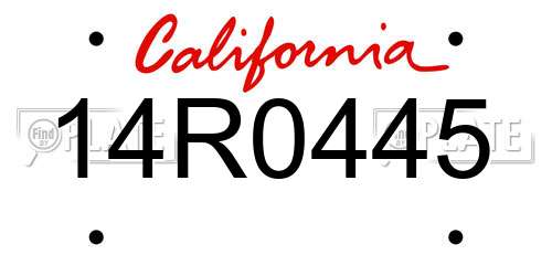 14R0445 California License Plate
