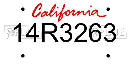 14R3263 California License Plate