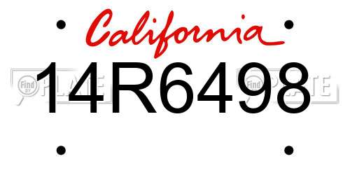 14R6498 California License Plate
