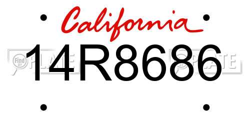 14R8686 California License Plate