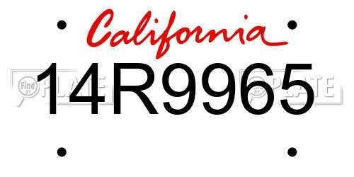 14R9965 California License Plate
