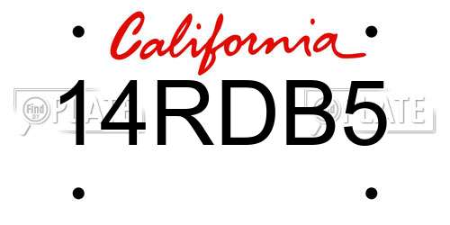 14RDB5 California License Plate