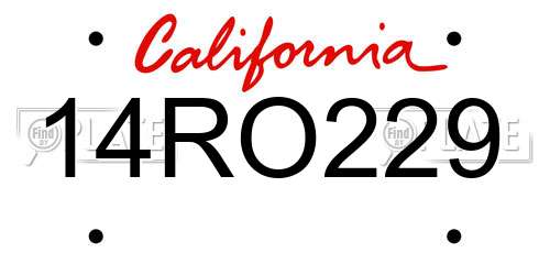 14RO229 California License Plate