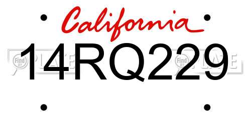 14RQ229 California License Plate