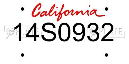 14S0932 California License Plate
