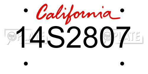 14S2807 California License Plate