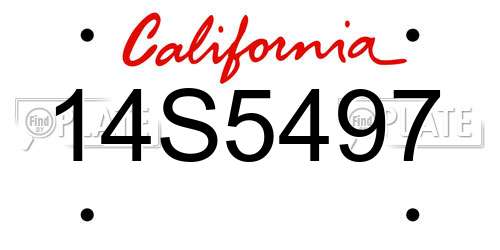 14S5497 California License Plate