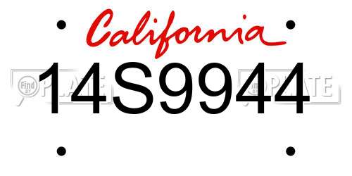 14S9944 California License Plate