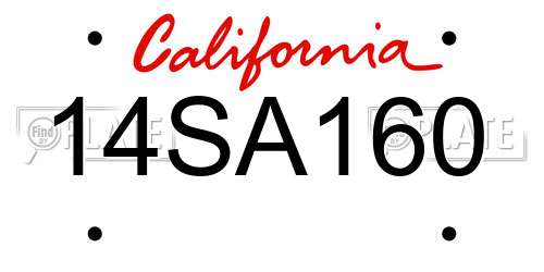 14SA160 California License Plate