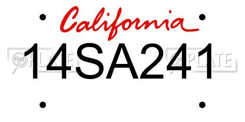 14SA241 California License Plate