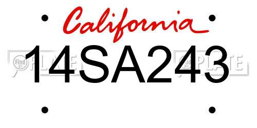 14SA243 California License Plate