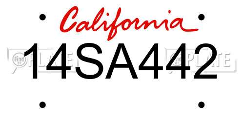 14SA442 California License Plate