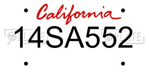 14SA552 California License Plate