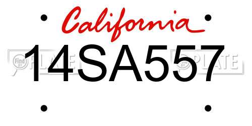 14SA557 California License Plate