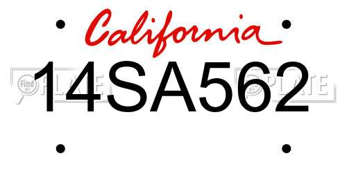 14SA562 California License Plate
