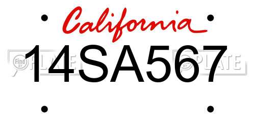 14SA567 California License Plate