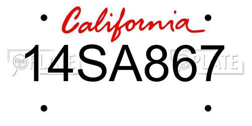 14SA867 California License Plate
