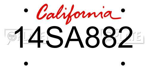 14SA882 California License Plate