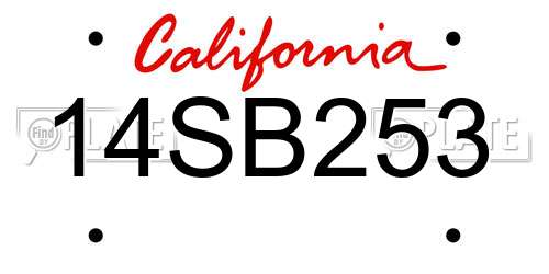 14SB253 California License Plate