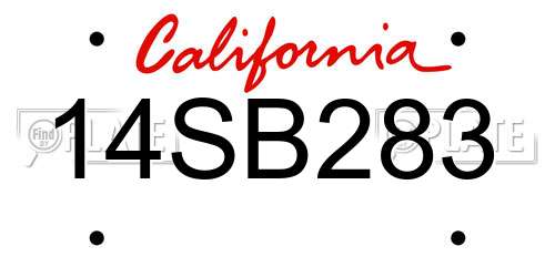 14SB283 California License Plate