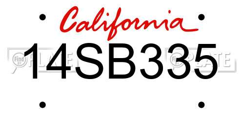 14SB335 California License Plate