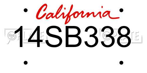 14SB338 California License Plate