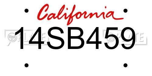 14SB459 California License Plate