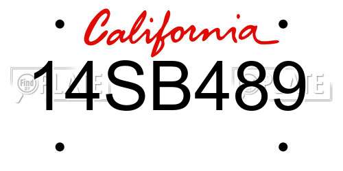 14SB489 California License Plate