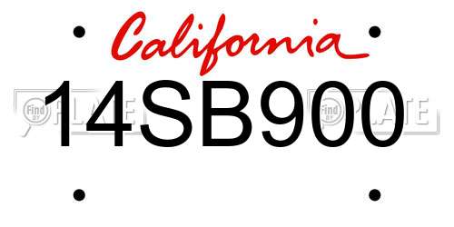 14SB900 California License Plate