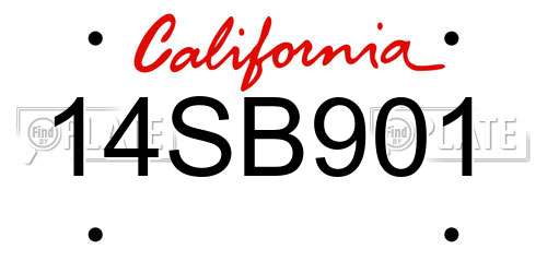 14SB901 California License Plate
