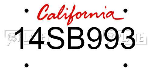 14SB993 California License Plate