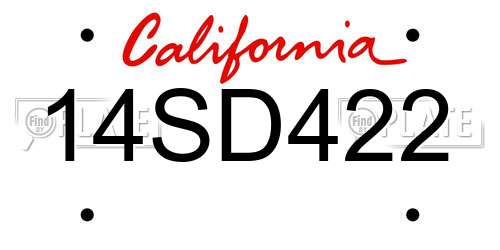 14SD422 California License Plate