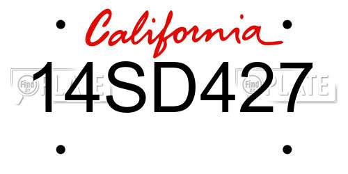 14SD427 California License Plate